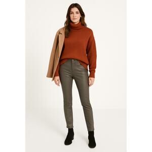 Womens Size 10 Grey Faux Leather Pants Slim Fit